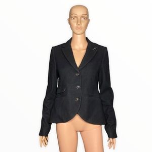 JACK WILLS Black Wool Notched Lapel Single Breasted Vetted/Flap Pockets Blazer 8